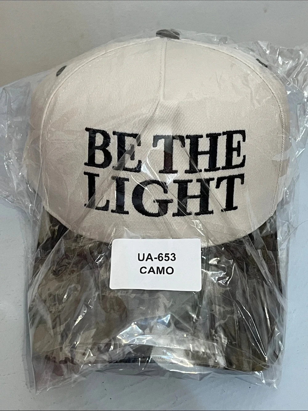 Zenana Be The Light Cream Cap with Camo Brim NEW